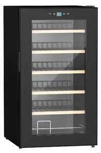 HOMCOM 24 Bottles Freestanding Wine Fridge w/ Glass Door, 65L Single Zone Wine Cooler Fridge w/ Digital Touch Screen Controls, LED Light, Black