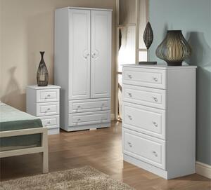 Florence White Ash 3 Drawer Bedside Cabinet - Rechargeable