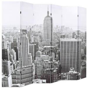 Folding Room Divider 228x170 cm New York by Day Black and White