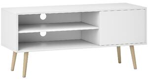 HOMCOM TV Stand up to 55 Inches, TV Unit with Open Shelves and Cable Holes - White