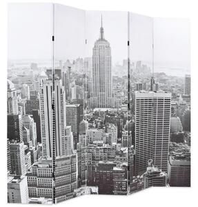 Folding Room Divider 200x170 cm New York by Day Black and White