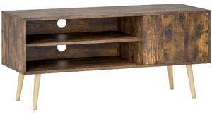 HOMCOM TV Stand up to 55 Inches, TV Unit with Open Shelves and Cable Holes - Brown