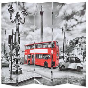 Folding Room Divider 200x170 cm London Bus Black and White