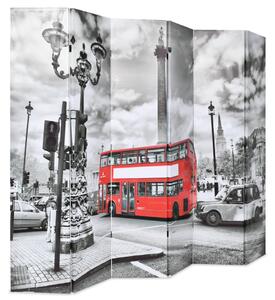 Folding Room Divider 228x170 cm London Bus Black and White