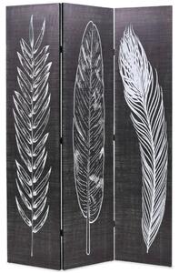 Folding Room Divider 120x170 cm Feathers Black and White