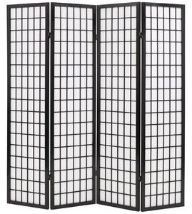 Folding 4-Panel Room Divider Japanese Style 160x170 cm Black