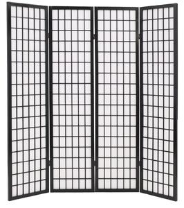 Folding 4-Panel Room Divider Japanese Style 160x170 cm Black