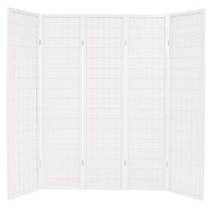 Folding 5-Panel Room Divider Japanese Style 200x170 cm White