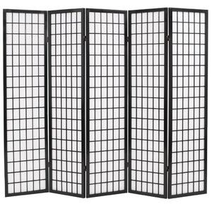 Folding 5-Panel Room Divider Japanese Style 200x170 cm Black