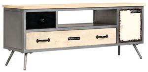 TV Cabinet Solid Mango Wood and Steel 120x30x45 cm