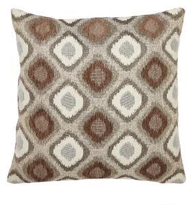 Chenille Diamond Ikat Natural Cushion Cover Brown and White