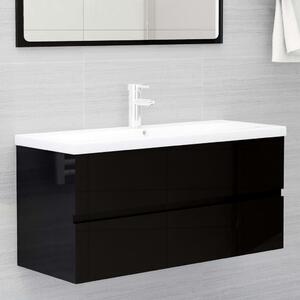 Black Gloss Sink Cabinet with Built-in Basin