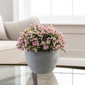Artificial Florals Pink in Cement Pot 24cm Pink