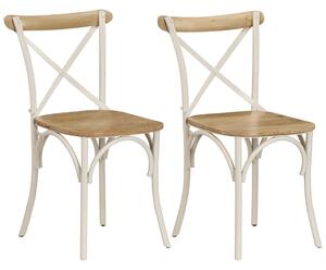 Cross Chairs 2 pcs White Solid Mango Wood