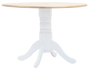Dining Table White and Brown 106 cm Solid Rubber Wood