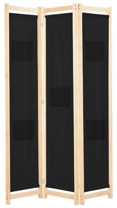 3-Panel Room Divider Black 120x170x4 cm Fabric