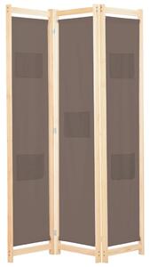 3-Panel Room Divider Brown 120x170x4 cm Fabric