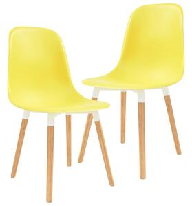 Dining Chairs 2 pcs Yellow Plastic