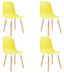Dining Chairs 4 pcs Yellow Plastic
