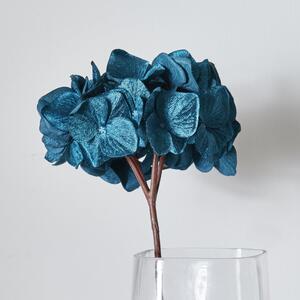 Artificial Diamonmd Velvet Hydrangea Teal 77cm Blue and Brown