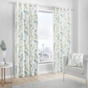 Fusion Fernworthy Lined Ready Made Eyelet Curtains Green