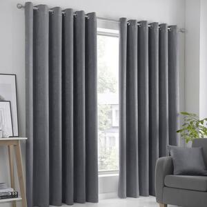 Strata Ready Made Woven Dimout Eyelet Curtains Charcoal