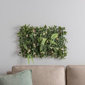 Artificial Lily and Mixed Foliage Wall Panel Green