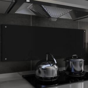Kitchen Backsplash Black 120x40 cm Tempered Glass