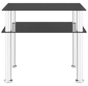 Side Table Black 45x50x45 cm Tempered Glass