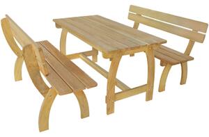 Beer Table with 2 Benches Impregnated Pinewood
