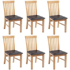 Dining Chairs 6 pcs Solid Oak Wood and Faux Leather