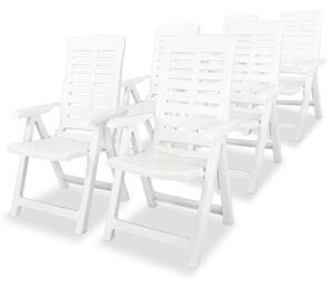 Reclining Garden Chairs 6 pcs Plastic White