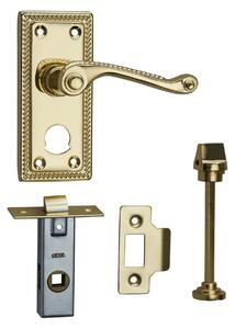 Homebuild Georgian Short Backplate Privacy Lever Set - Polished Brass
