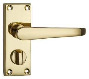 Homebuild Victorian Straight Short Backplate Privacy Lever Set - Polished Brass