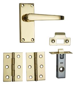 Homebuild Victorian Straight Short Backplate Internal Door Pack - Polished Brass