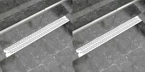 Linear Shower Drain 2 pcs Wave 1030x140 mm Stainless Steel
