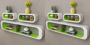 Wall Cube Shelves 6 pcs Green and White