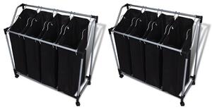 Laundry Sorters with Bags 2 pcs Black and Grey