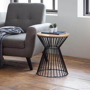 Jersey Round Oak Top Wire Lamp Table