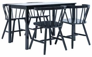 5 Piece Dining Set Solid Rubber Wood Black