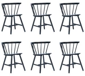 Dining Chairs 6 pcs Black Solid Rubber Wood