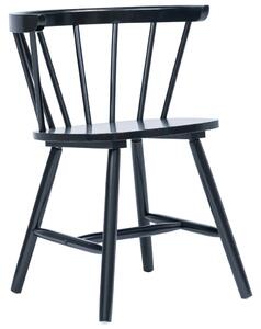 Dining Chairs 6 pcs Black Solid Rubber Wood