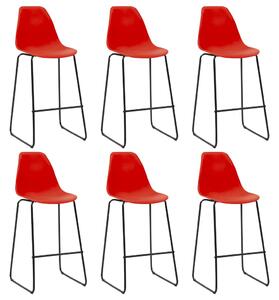 Bar Chairs 6 pcs Red Plastic