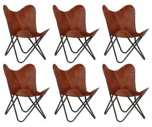 Butterfly Chairs 6 pcs Brown Kids Size Real Leather