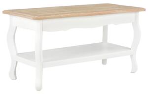 Coffee Table White and Brown 87.5x42x44 cm Solid Pine Wood