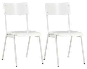 Dining Chairs 2 pcs White Solid Plywood Steel