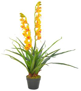 Artificial Plant Orchid with Pot Yellow 90 cm