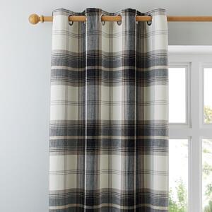 Highland Check Charcoal Eyelet Curtains Charcoal and Beige