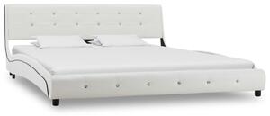 Bed Frame White Faux Leather 150x200 cm
