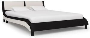Bed Frame Black and White Faux Leather 135x190 cm